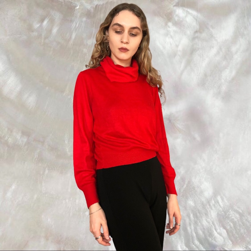 Vintage Red Acrylic Turtleneck